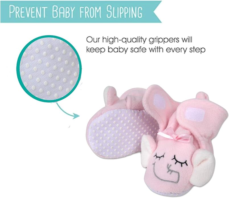 Cozy Fleece Baby Booties- Sherpa Baby Crib Booties Soft Soled Winter Shoes Unisex Fleece Booties Baby Boy, Baby Girl 0-6 Months