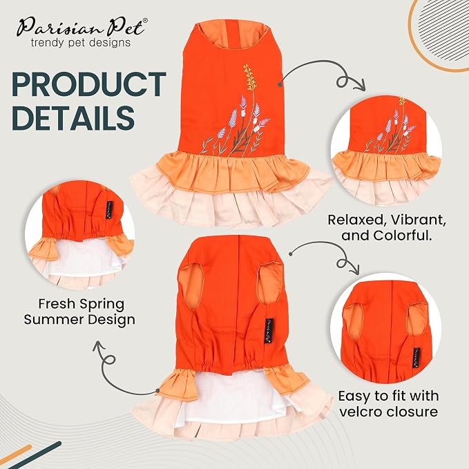 Parisian Pet Dog Dress - Summer Clothes for Large Dogs Girl - Stylish Color Block Pet Dress - Comfortable Designer Dog Outfits - Lightweight and Breathable Puppy Clothes - Garden Dresses for Dogs