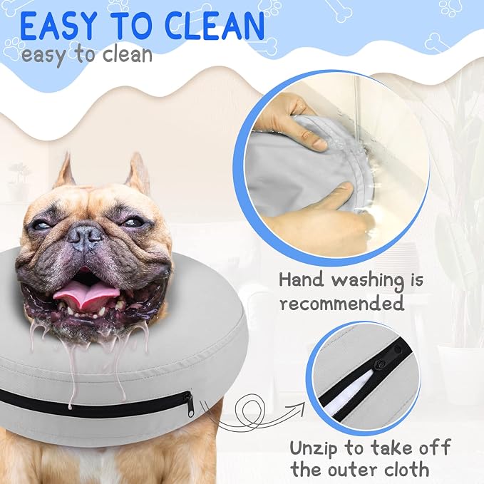 Supet Inflatable Dog Cone Collar Alternative After Surgery, Dog Neck Donut Collar Recovery E Collar for Neuter, Soft Pet Cone for Small Medium Large Dogs