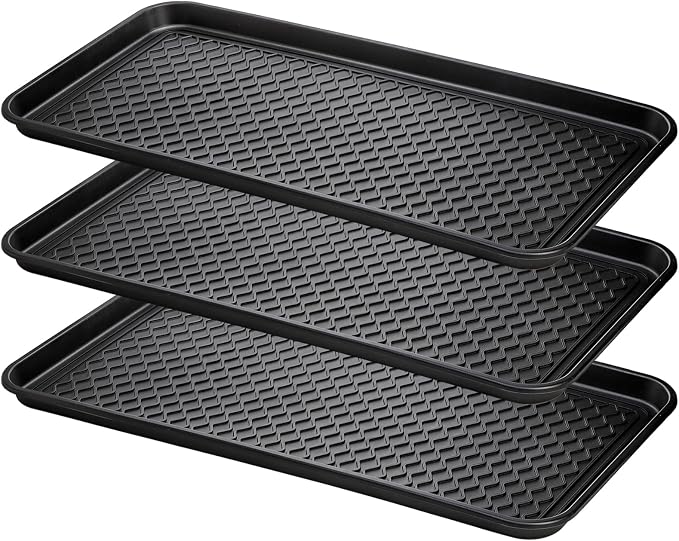 Fasmov 3 Pack Utility Boot Tray Mat Multi-Purpose Anti-Slip Tray Mat Boots, Dog Food Bowls, Gardening, Laundry, Kitchen, Garage, Entryway, 30 x 15 inches
