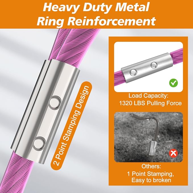 100FT Dog Tie Out Cable Lead with Shock Spring for Medium Large Dogs | Shock-Absorbing; 500LBS Tensile Strength; Strong Stainless Steel Core; 360° Swivel Locking Hook; Anti-Rust Vinyl Coating