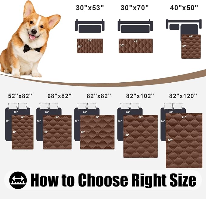Smiry Waterproof Dog Bed Cover Blanket, Reversible Pet Blanket | Soft Reversible, Washable Leakproof Cats Dogs Couch Cover for Sofa, Couch, Furniture (68x82 Inch)