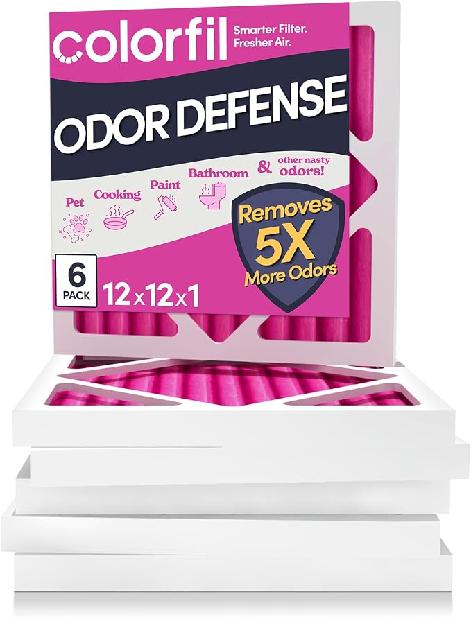 12x12x1 Air Filter (6-Pack) | Made in the USA | Color Changing | Remove Cat and Dog Odor | MERV 8 for Pet Hair Dander and Dust | 11.75"x11.75"x0.75" Exact Size