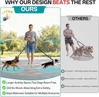 Hands Free Double Dog Leash for Two Dogs,240LB Heavy Duty Retractable with Partitioned Pouch Adjustable Waist for Walking Running Jogging Hiking Biking Training for Medium/Large(Not for＜25LBS)