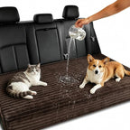 Dog Car Back Seat Bed Waterproof Non Slip Washable Pet Cover | Ultra-soft plush flannel pad soothes pet joint discomfort Vacuum compressed, heavy duty tear-resistant fabric(Brown)