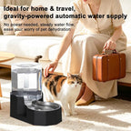 Sfozstra 5L Cat Gravity Water Bowl Dispenser: Stainless Steel Bowl | No Power Needed / No Filter Required / Spill Proof Design / Easy Cleaning / Cats & Small Dogs / Home Crate Area & Travel