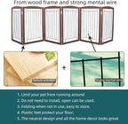 ZJSF Freestanding Foldable Dog Gate for House Extra Wide Wooden Brown Puppy Gate Stairs Dog Gates Doorways Tall Pet Gate 32 "Height 6 Panels Pet Fence