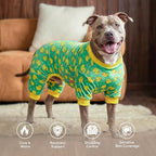 KYEESE Dog Pajamas Velvet Dog Pajamas Medium Sized Dogs Soft Dogs Clothes Pjs with Yellow Ducks Pattern Stretchy Pet Jammies Coat Comfy Pet Onesie Costume, 2X-Large