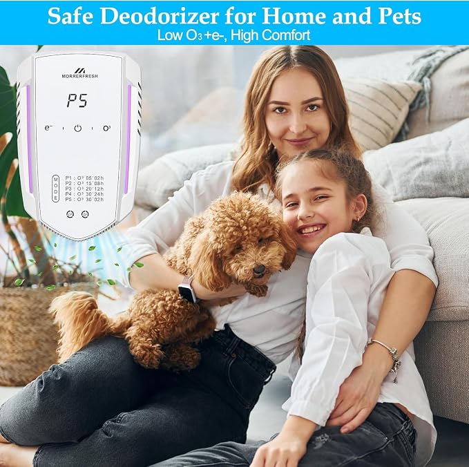 Cat Litter Deodorizer and Litter Box Odor Eliminator | Ozone & Ion Pet Odor Eliminator for Home with 5 Smart Modes for Strong Cat Urine Smell, Smoke, Wardrobe, Garage