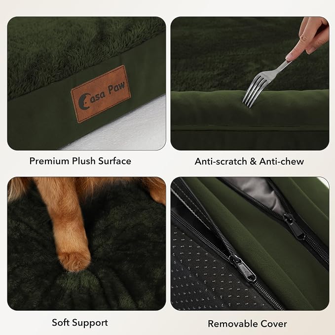 Waterproof Orthopedic Dog Bed for Large Dogs, 36x27in, Olive Green | Orthopedic Foam Relieves Joint Pressure, Bolsters Supports Head And Neck, Washable Cover, Non-Slip Bottom