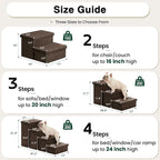 Love's cabin Dog Stairs for High Bed, Foldable Pet Stairs for Small Medium or Large Dogs Puppy with Storage for Bed or Couch, Cat Dog Steps Ramp with Zip up to 200 lbs, Coffee, 3 Steps