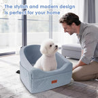 Vivifying Dog Car Seat for Small & Medium Dogs, Detachable & Washable Booster Seat for Pets Up to 25lbs, Travel Bed with Storage Pockets and Safety Belt – Gray