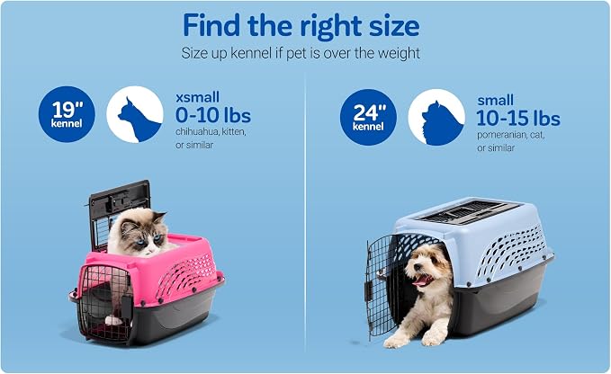 Petmate Dog Crates for Small Dogs & Cat Carriers, Two-Door Plastic Pet Kennel, Top & Front Loading, Made in USA, 24" For Pets Up To 15 lb, Pearl Tan | Plastic pet kennel made in USA, for small pups and kittens, dual entry design, great for travel and v...