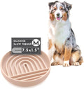 Slow Feeder Dog Bowls - Medium Size Silicone Slow Eating Dog Bowl for Puppies & Dogs with Suction Cup -Dishwasher-Safe, Lick Mat Design, Reduces Gulping,for All Breeds,7.5”x1.5”- Tan