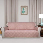 PureFit Reversible Quilted Sofa Cover Dog Couch Covers for Sofa, 66 in | Pink/Beige, Water Resistant Couch Protector, Washable Pet Couch Cover with Non Slip and Elastic Straps For Kids