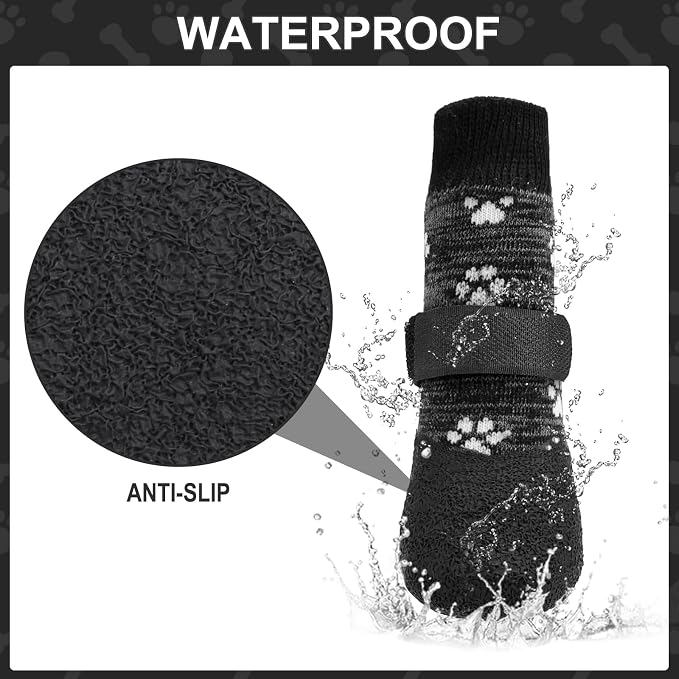 KOOLTAIL Anti Slip Dog Socks for Hot/Cold Pavement to Prevent Licking Paws,Booties for Hardwood Floors,Traction Rain Dog Boots&Paw Protectors Shoes with Grip for Outside Small Medium Large Senior Dogs