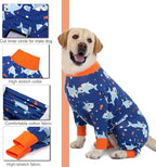 Dog Recovery Suit After Surgery Female Male, Medium Large Dog Neuter Shirt Cone Alternatives Prevent Licking Surgical Onesies (Blue Shark, 6XL)