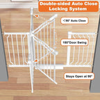67.3-81.1" Extra Wide Baby Gate for Stairs No Drilling, 30" Tall Auto Close Press Mounted Dog Gates for Doorways, Adjustable Width Walk Through Long Gates for Kids or Pets, White