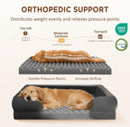 Comfort Expression Orthopedic Dog Bed for Extra Large Dogs with Bolster | Waterproof Dog Couch Bed with Washable Cover & Non-Slip Bottom, Supportive Egg Crate Foam XL Pet Bed, 42x30 Inch