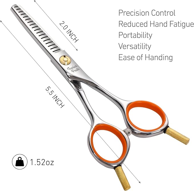 5'' Small Thinning Scissors Lightweight Dog and Cat Grooming Scissors with Safety Round Tip JP440C Stainless Steel Sharp Blades for Body Facial Nose Ear and Paw Hair Easy Use