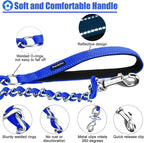 HOMIMP Chew Proof Dog Leash for Medium Large Dogs, Reflective 6 FT Heavy Duty Metal Chain Dog Leashes with Soft Padded Handle, Anti Bite Durable Rope Leashes for Pitbull, Non Chewable