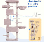 Hey-brother Cat Tree, 74 inches Multi-Level XL Large Cat Tower for Indoor Cats with Three Cat Condos, Two Large Top Decks and Cat Hairbrushfor Kittens, Cats and Pets,Muchroom MPJ035-MMU