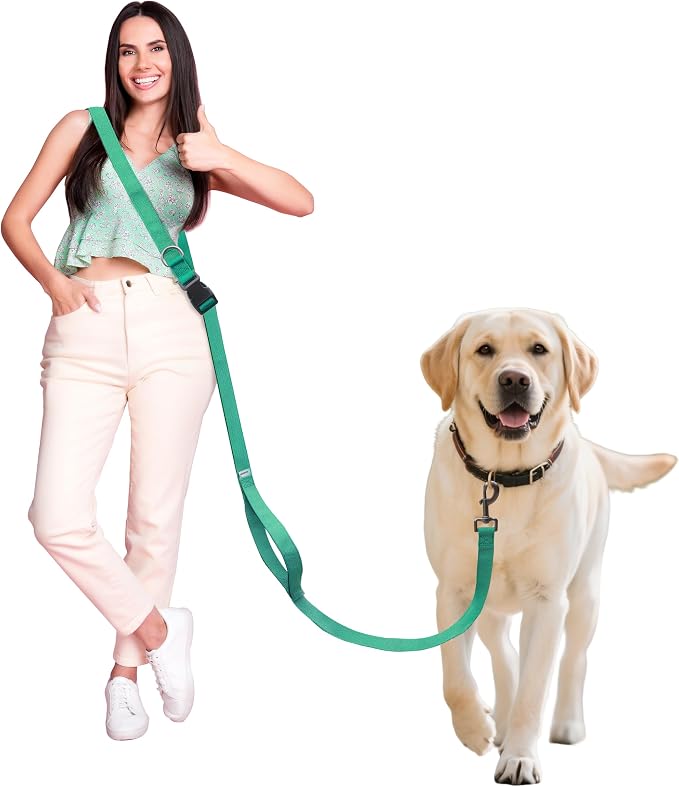 Hands Free Dog Leash,Galaxy Reflective, Crossbody Dog Leash, Green | Galaxy Reflective • Outdoor Ready • Emergency Control Handle • Multi-Way Wear
