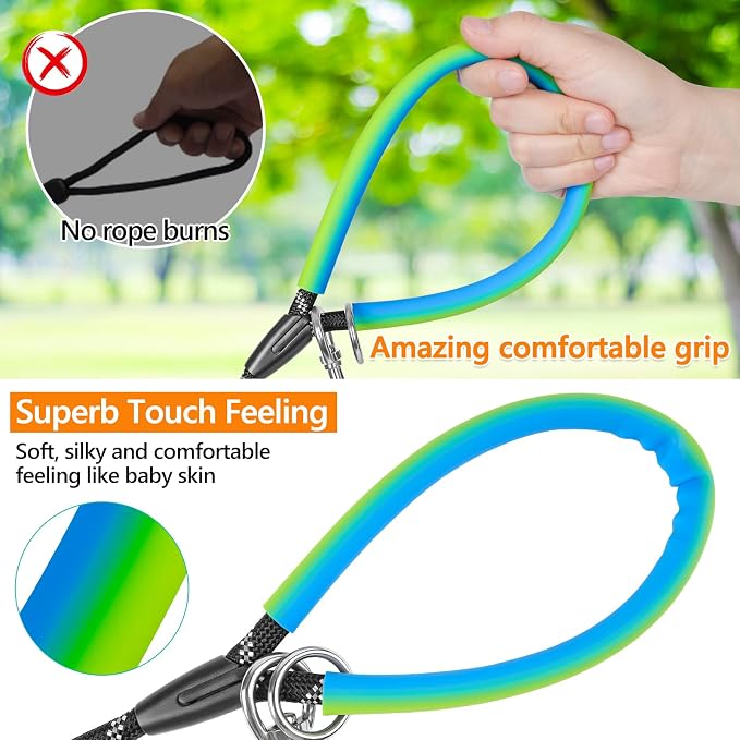 NTR Dog Long Leash, 30FT Recall Training Lead, with 2 Swivel Hooks, Reflective Threads and Soft Rubber Handle, Puppy Leash for Walking, Hunting, Camping for Small Medium Large Dogs-Pink