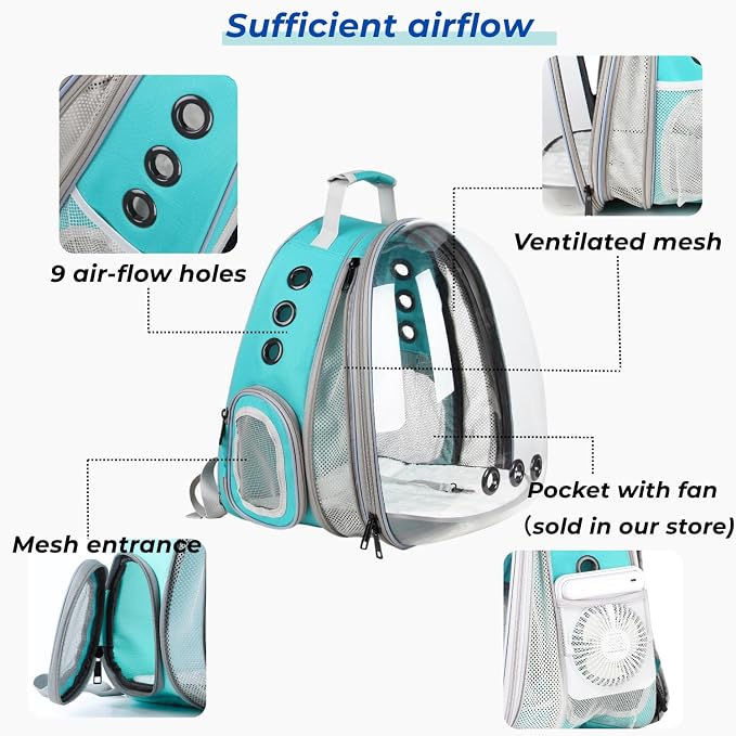 Lollimeow Cat Carrier Backpack, Expandable Bubble Pet Carrier for Cats and Small Dogs, Airline Approved Travel Backpack for Hiking, Walking & Outdoor Adventures - Supports up to 16 lbs