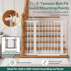 InnoTruth 27-36.6 in Wide Baby Gate for Stairs and Doorways, White | Indoor Metal Dog Gate for Pets, Auto Close 2 Way Swing Walk Through Door, Double Lock & Y-Bolts, Pressure or Hardware Mount