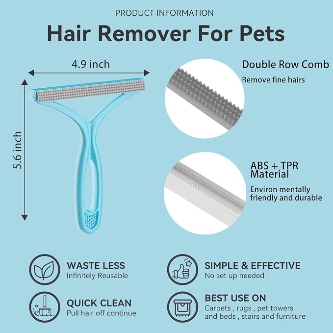 Lint Remover 3-Pack, Pet Fur Remover, Carpet Rake, Lint Brush | Pet Hair Lint Remover, Fur Removal, Lint Brush, Portable Carpet Scraper, Clothes, Car Mats, Couch, Pet Bed, Furniture
