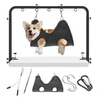 Pet Grooming Arm for Table, 42" H, 27-39" W with Hammock & 2 No-Sit Nooses | Adujustable, Heavy-Duty Dog Grooming Station with clamp for Home Use, Nail Trimming & Drying