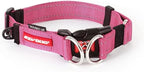 EzyDog Double Up Dog Collar, Strong Double D-Rings - Medium, Pink | Dual D-Rings for Superior Strength, Safety, and Comfort, Soft Touch Nylon Webbing, Reflective Stitching, Id Attachement Point