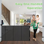 Reinforced 155" Extra Wide Baby Gate Retractable Dog Gate, Indoor/Outdoor | Retractable Fence for Large Openings, Space-Saving, Easy to Use, Scratch-Resistant Mesh, Safety Lock, Easy Install, Black