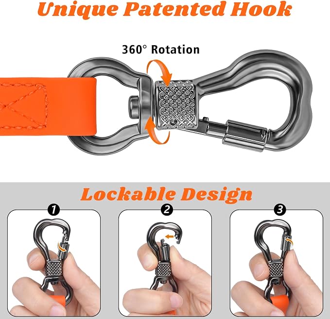 XiaZ Waterproof Dog Leash Long, Training Long Line Lead for Large Medium Small Dogs Outside Walking, Playing, Camping, or Yard (10FT, Orange)