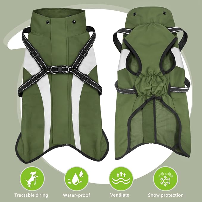 Dog Raincoat Waterproof Raincoats for Dog Reflective Dogs Rain Jackets with Hood Hoodie Pet Rain Poncho Coat for Small Medium Large Dogs Puppies S-XXL (Green, XXL)
