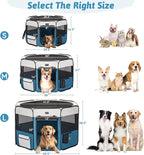 PETSFIT Portable Dog Playpen 45", Removable Waterproof Mat, Zippered Roof | Jump-proof, Collapsible Storage, RV Camping Travel, Indoor Outdoor Use, Large Dogs and Cats, 45.5"L x 45.5"W x 28.5"H