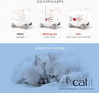 Catit PIXI Cat Drinking Fountain, Running Water Fountain, Pink | Cat Water Fountain with Triple Filter and Ergonomic Drinking Options