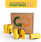 Certified 100% Home Compostable Poop Bags for Dogs, 270 Count Guaranteed Leak Proof and 18 Microns Extra Thick Waste Bag, 18 Rolls of Plant Based Doggie Poop Bag, No Scented with ASTM D6400 & EN13432