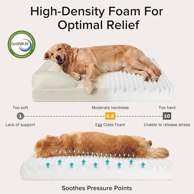 INVENHO Jumbo Orthopedic Dog Bed for Extra Large Dogs, Waterproof, Egg-Crate Foam Dog Couch Bed with Washable Removable Cover, Waterproof Lining and Nonskid Bottom