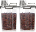 LEAWALK Airtight Small Cat Dog Pet Food Storage Containers BPA Free, with Large Pour Spout/1 Measuring Cup/ 4 Safety Locks and Double-layer Silicone Strip (Olive Gray x 2, 3L-2pack)