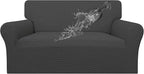 Easy-Going 100% Waterproof Loveseat Couch Cover Stretch Jacquard Sofa Cover | Dual Waterproof Sofa Slipcover, Leakproof Furniture Protector for Kids, Pets, Dog and Cat (Loveseat, Dark Gray)
