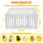 23.6" Dog Playpen for Puppies and Small Dogs, 15 Panel Indoor Pet Fence with Door&Feeding Bowl, Remove Puppy Exercise Pen, Non-Slip Dog Enclosure for Home, Apartment, Rabbit and Small Pets, White