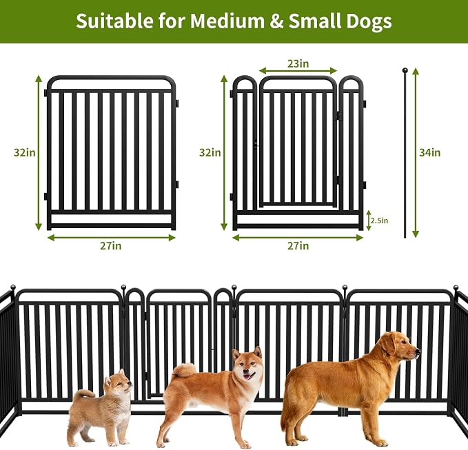 32" H Dog Playpens, Upgraded Heavy Duty Tube Puppy Play Pen for Indoors,Dog playpen Outdoor for Small Medium Dogs, Portable Dog Pen, 28 Panels