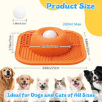 Slow Feeder Dog Bowls & Lick Mat for Liquid and Thick Treat, Anti-Slip Dog Lick Bowl with Interactive Rolling Ball, 5/6 Cup Pup Licking Toy for Large Medium Small Dogs and Cats Orange