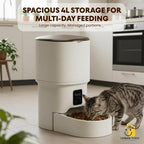 Automatic Pet Feeder for Cats & Dogs – 4L Button Type Programmable Timed Food Dispenser with Portion Control, Battery Backup, and Secure Locking Lid for Healthy Pet Routines