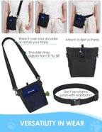 4 Cup Dog Treat Pouch with Silicone Insert Bag& Clicker(Navy Blue) | 2 Pair Magnetic Closures, Belt Clip/Waist Belt/Crossbody Wear, Zipper Pocket Poop Bag Holder for Pet Training/Daily Walking