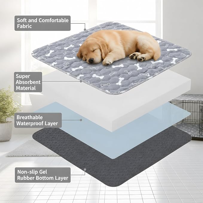 2 Pack Puppy Pads with Pheromones, Washable Puppy Pee Pads, Reusable Pads for Dogs & Cats, Leakproof & Odor Control, Non-Slip Training Pads for Home & Travel, 16"x24" (Lint Roller Included)