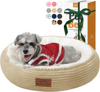 Zerbuger Cat Bed, 23In Dog Beds for Small Dogs, Calming Cat & Dog Beds for Indoor Pets, Pet Beds Comfortable Donut Round Ultra Soft (Camel, 23" L x 23" W x 6.5" Th)
