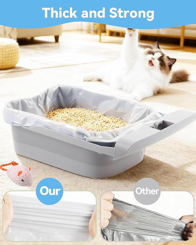 50 Count Cat Litter Box Bags for Automatic Cat Litter Box with Drawstring | Compatible with Cmg Fmo Fstg Litter box, Pre-Seperated Thick Self-Cleaning Cat Litter Box Replacement Heavy Duty-26"x11.8"